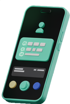 Celular 3D con una interfaz de pagos en tonos verde menta